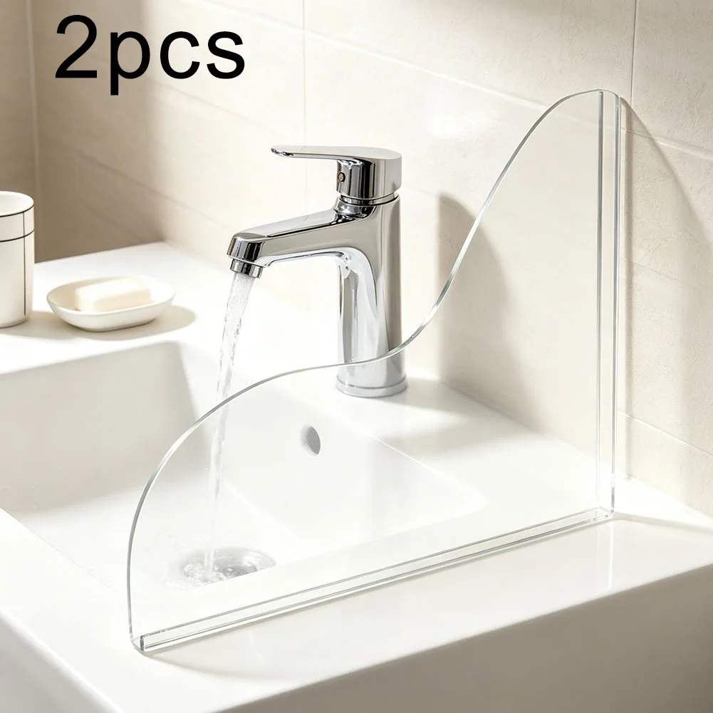 Self-Adhesive For Acrylic For Splash Guard for Bathroom Water Management 21 cm x 18.5 cm Transparent Wavy Design 2 pcs