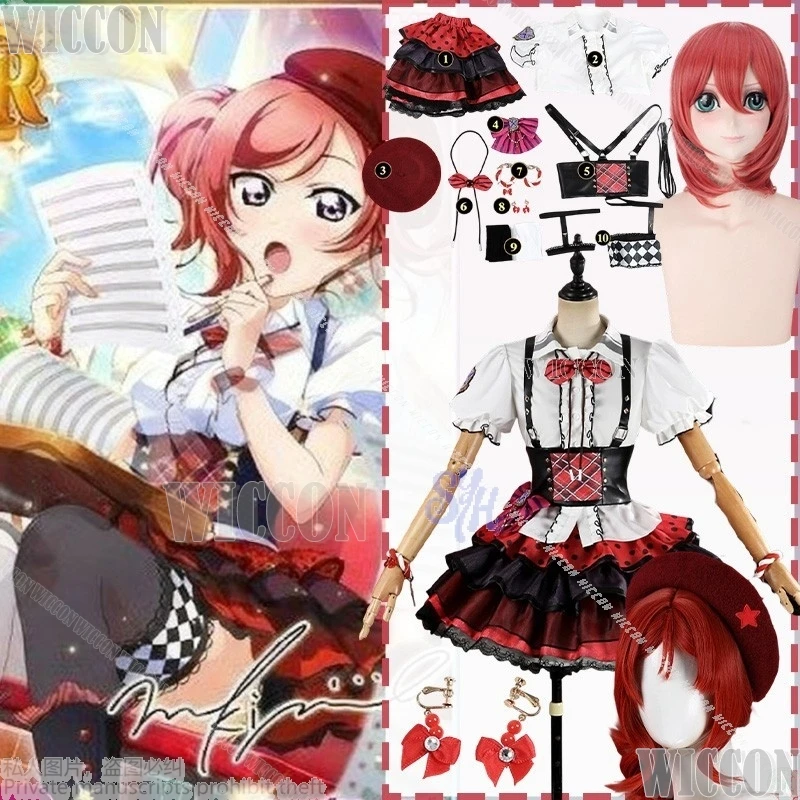 

Игра Lovelive Косплей Маки Нишикино Биби Группа Каваи Идол Красный Торт Клетчатый Узор Торт Платье Лолита Хэллоуин Comic Con Костюм