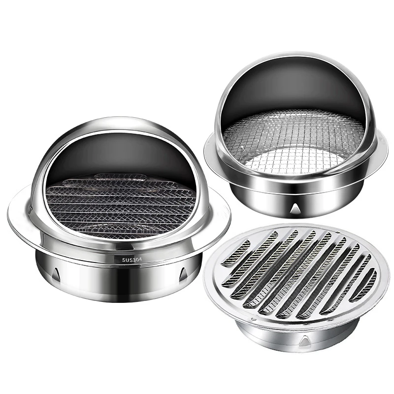 

Stainless Steel Air Vent Grille Wall Ceiling Air Vent Ducting Ventilation Exhaust Grille Cover Round Bull Nosed Extractor