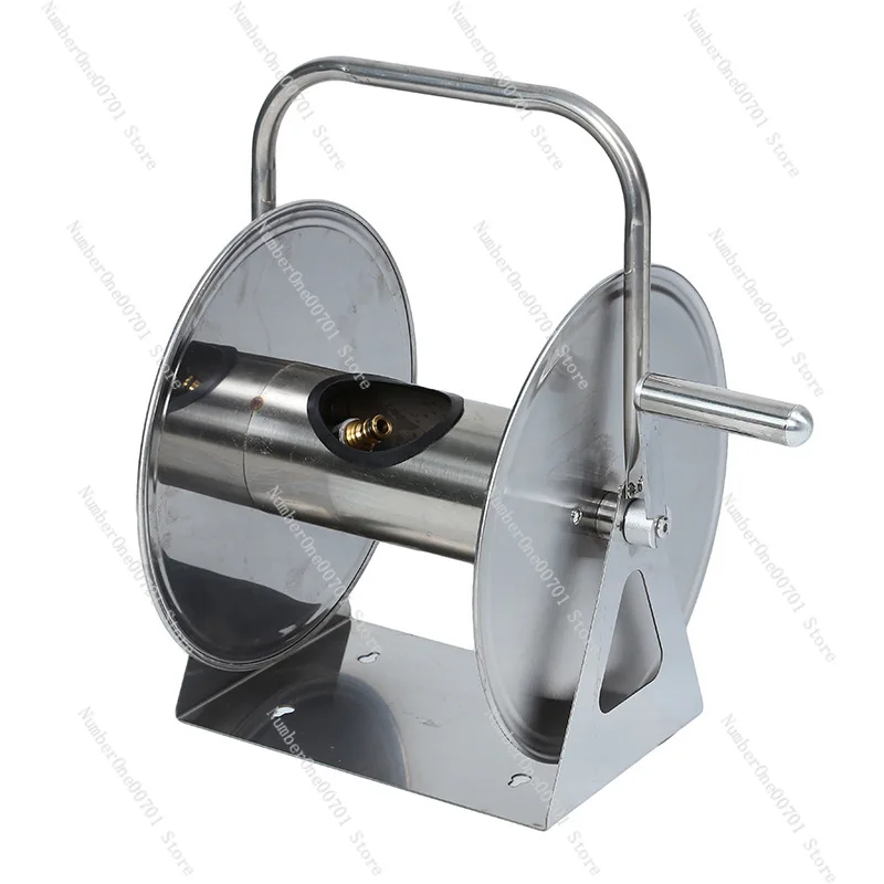 Wall Mounted Stainless Steel Hose Reel Holder, Auto Retractable Hose Storage Rack for Garden Watering & Car Washing