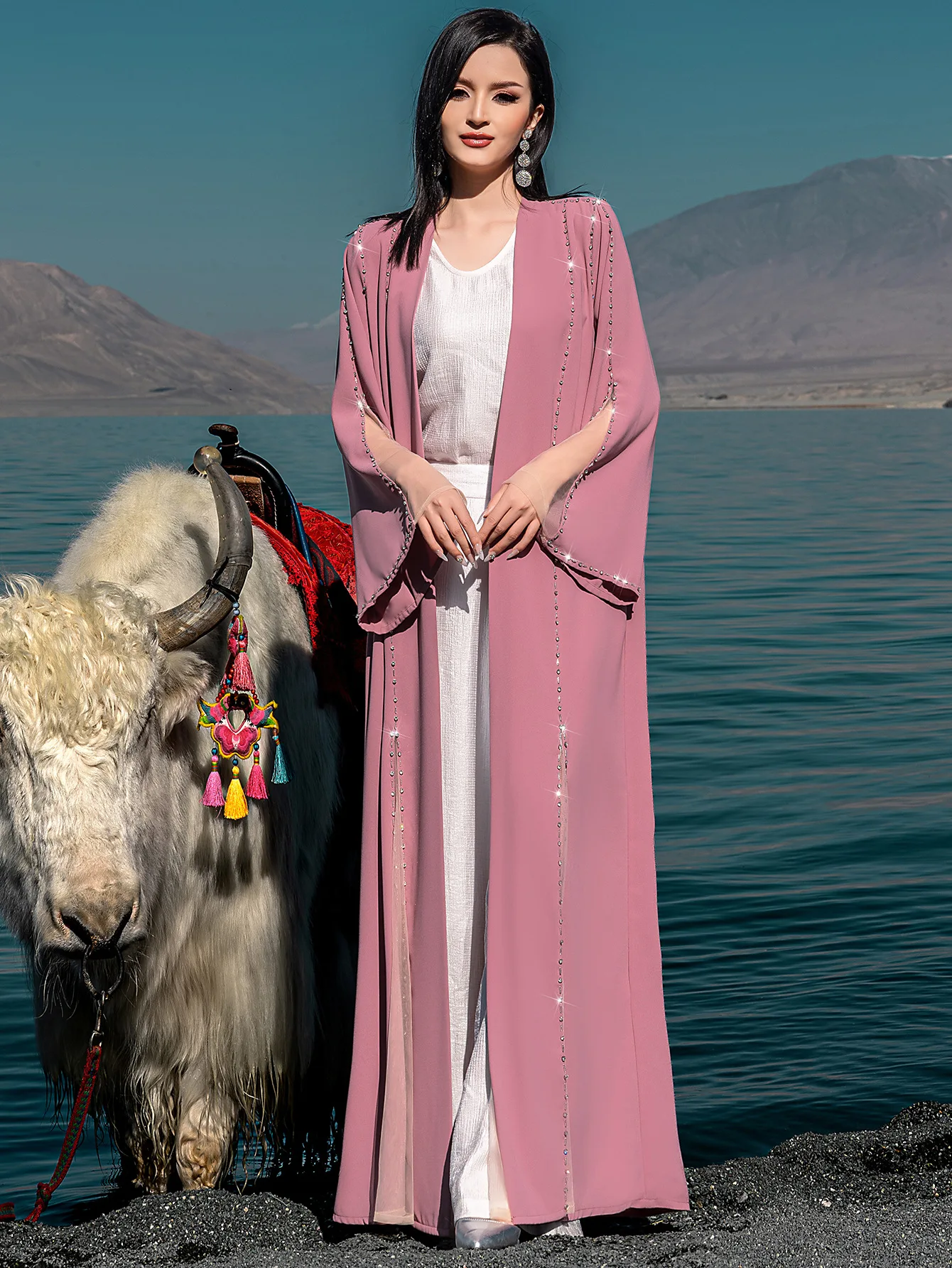

Eid Muslim Women Abaya Cardigan Beading Diamond Open Long Robe Vestidos Party Caftan Jalabiya Ramadan Dubai Arab Abayas 2025