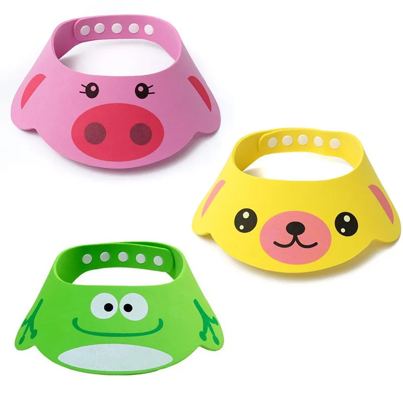 Baby Bath Cap Shower Soft Cap Cartoon Animals Kid Shower Protect Eye Waterproof Hat Shampoo Splashguard Hair Wash Shield 0-5Y