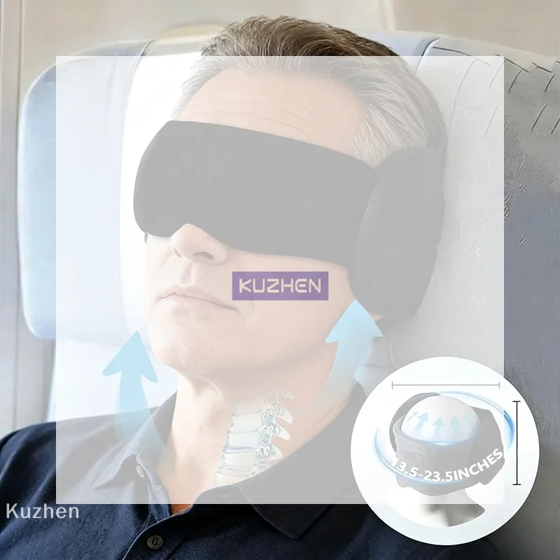 /Kuz/Soft Adjustable Travel Accessories Airplane 3D Contoured Travel Pillow Blackout Zero Eye Pressure Sleeping Mask 1 Set