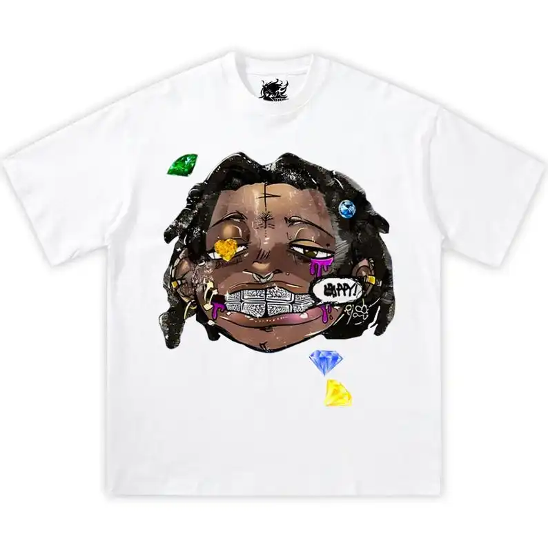 GEMS & GRILLZ RAPPER aura Chain Garment Dyed Boxy Ultra Cotton Streetwear Shirt Y2K fashion Pills