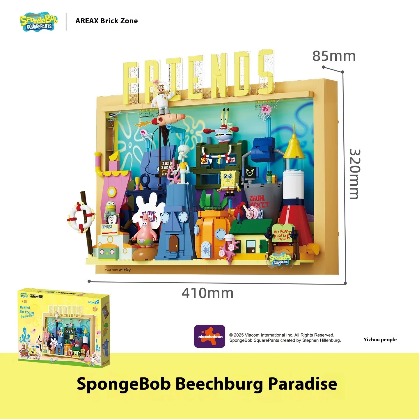 Area-X Spongebob Squarepants Official Licensed Trendy Toy 3d Building Blocks Blind Box Toy Bikini Bottom Birthday Gift For Kids