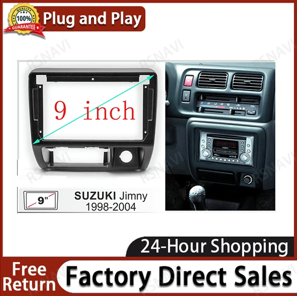 

9 inch Car Facia Radio Panel for SUZUKI JIMNY 1998-2004 Dash Kit Install Facia Console Bezel Adapter Plate 9inch Trim Cover