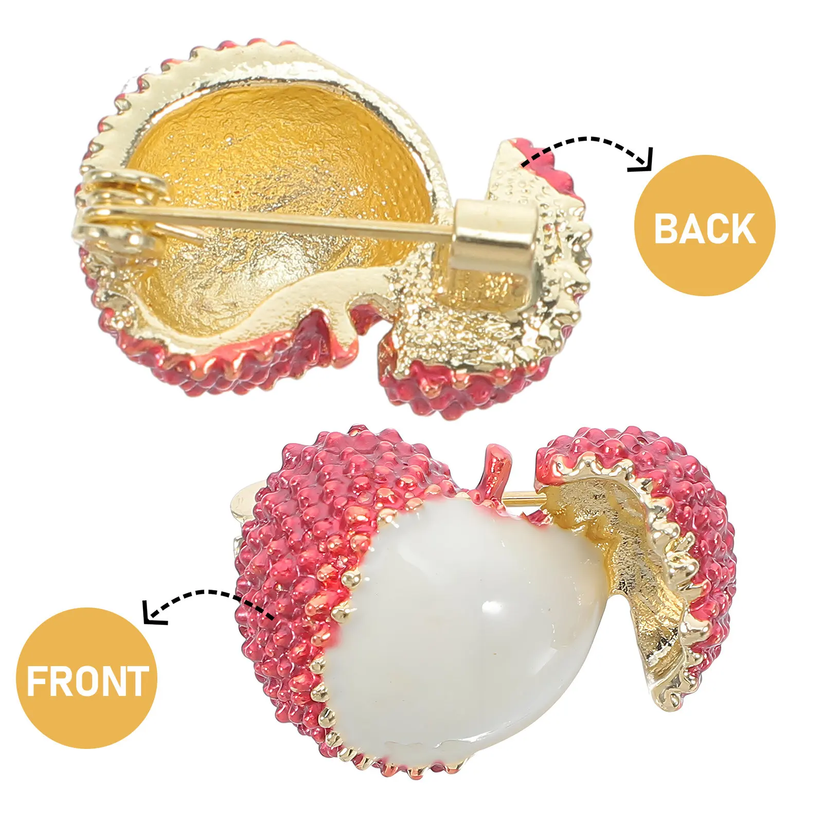 Litchi-Shaped Fruit Brooch for Women Elegant Fashion Jewelry Pin Safety Closure Versatile Lapel Dress Jacket Hat Suit Backpack