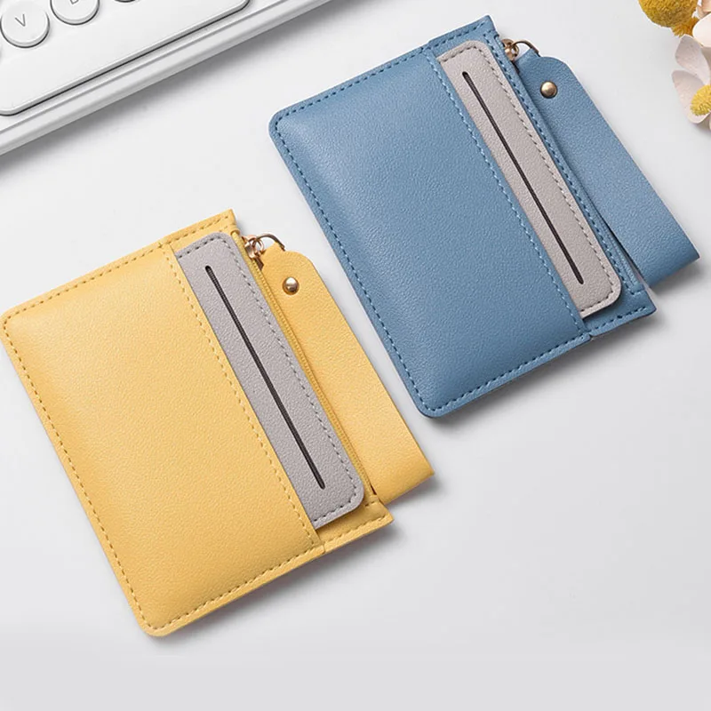 Pu Leather Card Wallet For Ladies Multi Card Slots Mini Purse With Zipper Coin Bag ID Cash Storage Clutch case
