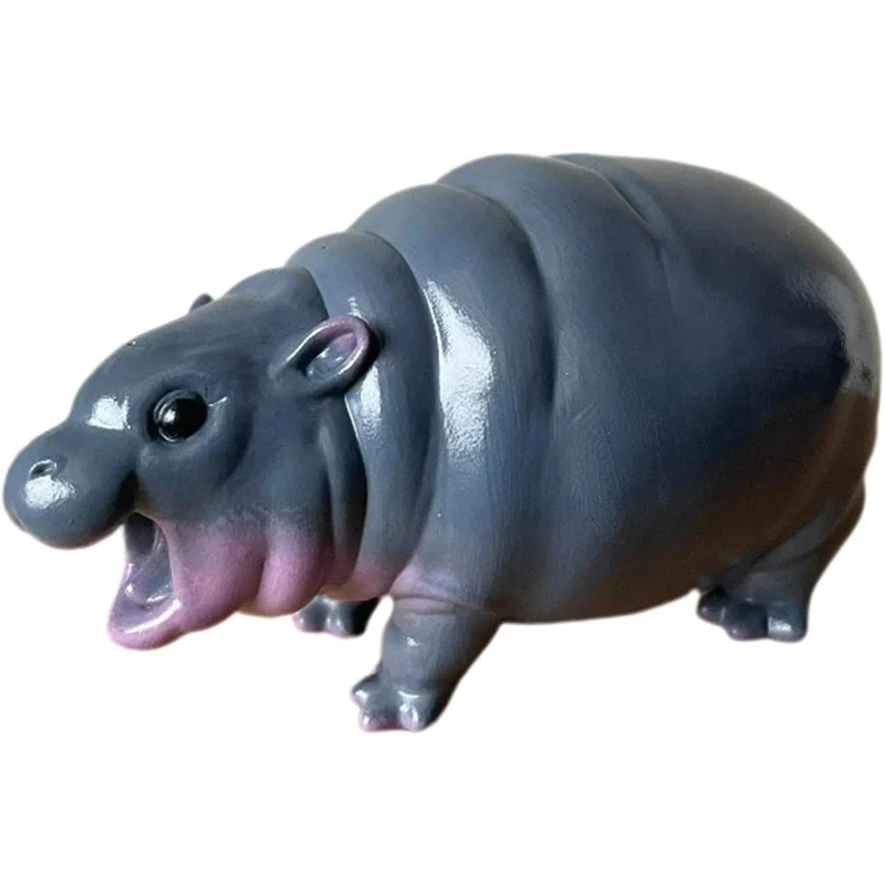 Moo Deng Toy | Moo Deng Hippo,Bouncy Pork Pygmy Hippo Statue,Hippo Resin Figurines,Figurine Small Tabletop Statue