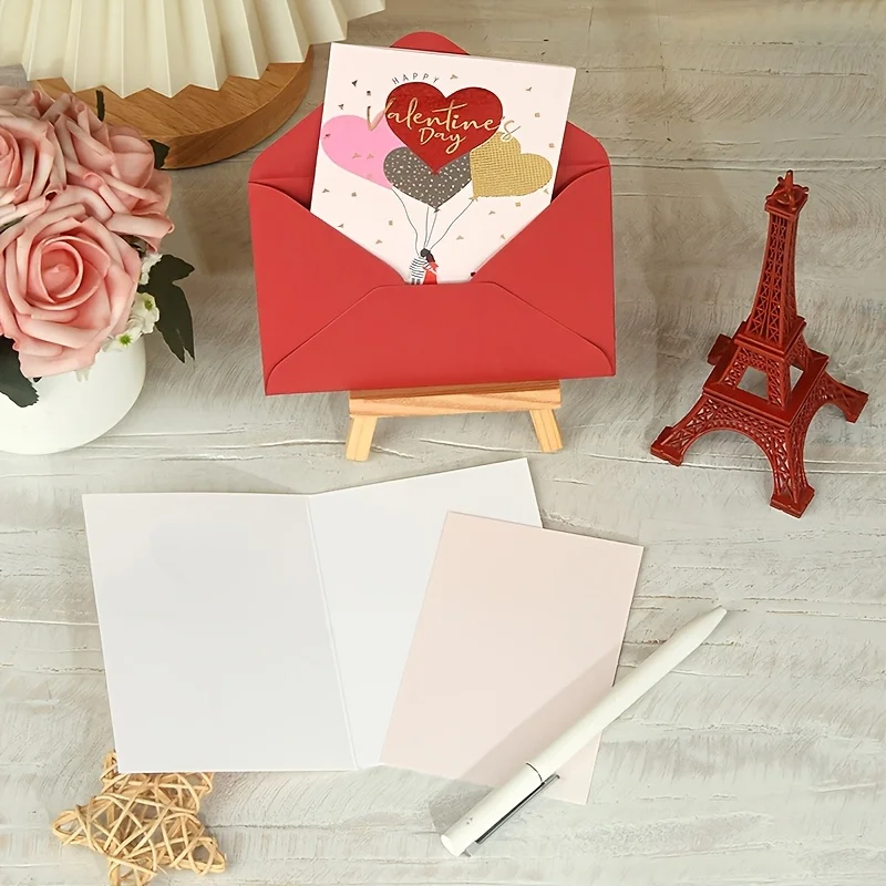 9 lembar Set kartu ucapan Hari Valentine, sederhana dan kreatif hadiah Hari Ibu kartu dekorasi berkah dengan amplop