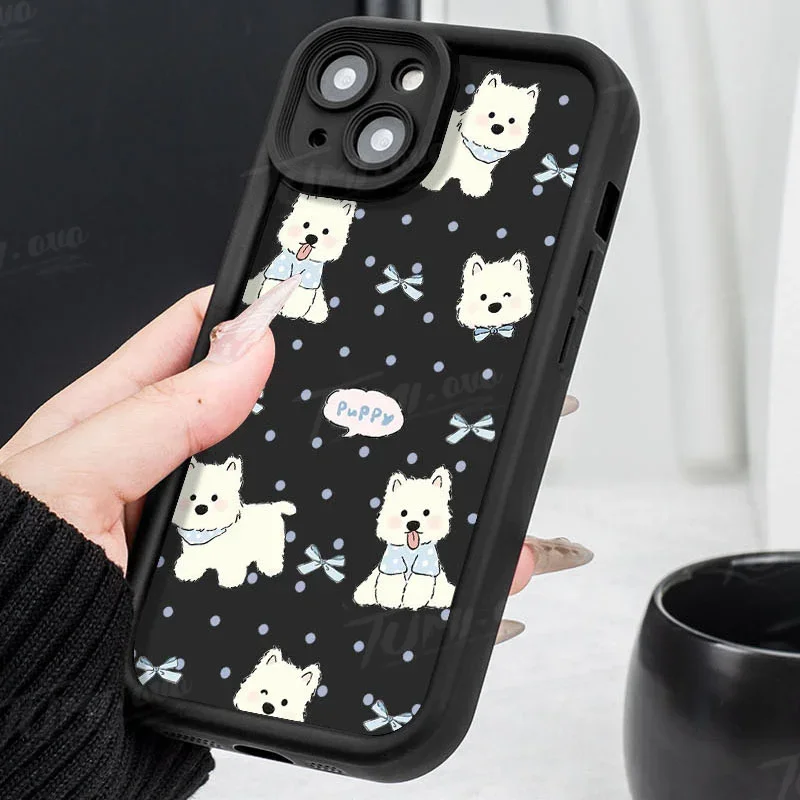 素敵な漫画の子犬の電話ケース,シリコンマットカバー,Xiaomi Redmi Note 13, 12, 11 pro plus,12s,11s,10s,10s,9, 9s,8 12c、13c