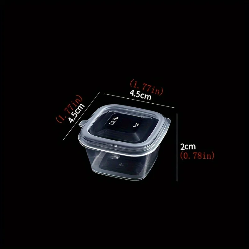 Multi-Use Leakproof Sauce Cups with Hinged Lids – Clear, Square, Disposable Containers for Food and Craft Storage