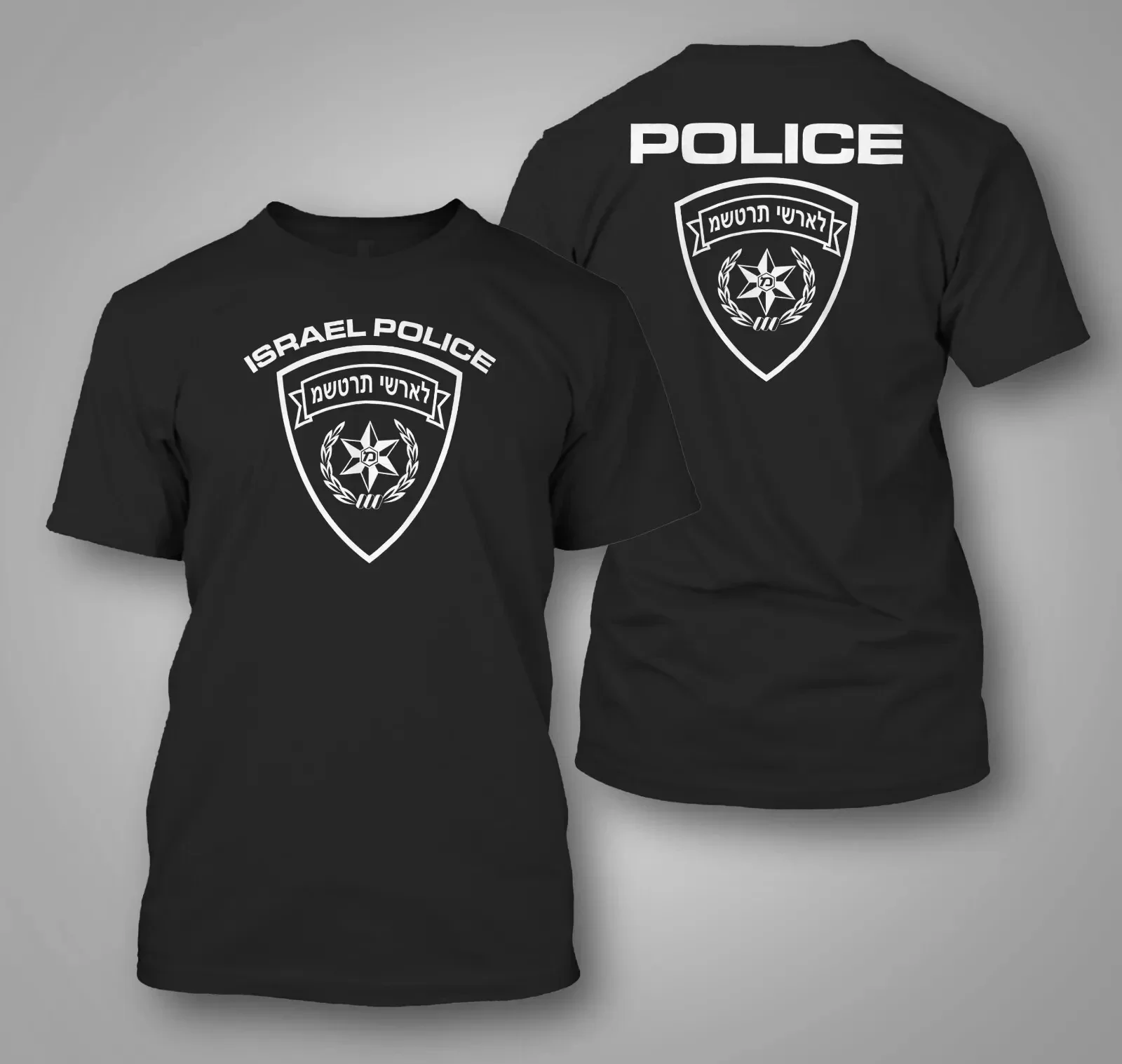 

2025 Israel Police - Custom Men's Front and Back T-Shirt T-Shirt American Retro Korean Trend Unisex Size Cotton T-Shirt