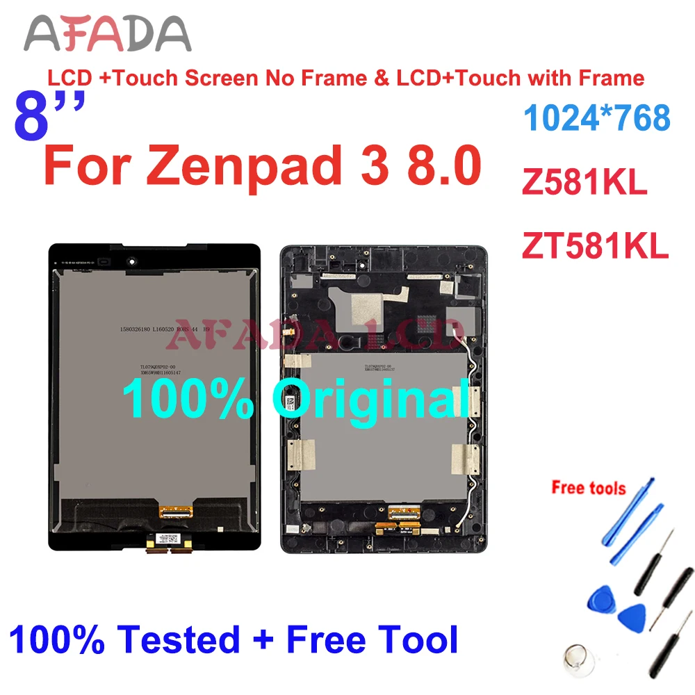 

ЖК-дисплей для Asus Zenpad 3 8,0 Z8 Z581KL Z581 ZT581KL P008, ЖК-дисплей, сенсорный экран в сборе, дигитайзер с рамкой 5,0