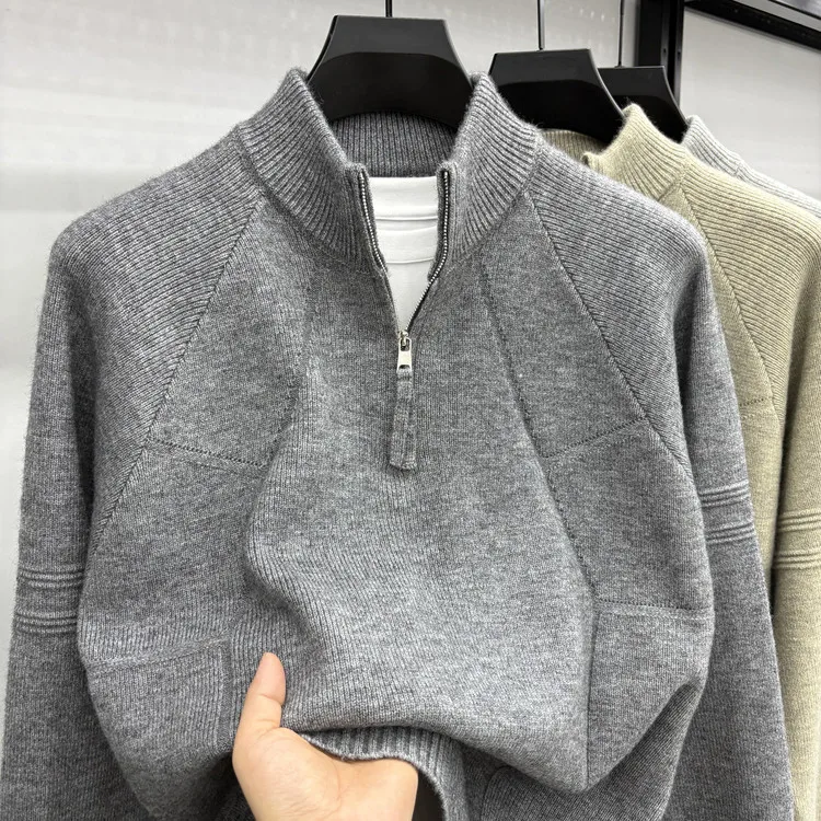 

Men's High Collar Sweater f Zip Knitted Casual Loose Autumn Winter Faion Commute Sle Long Sve Thermal Top