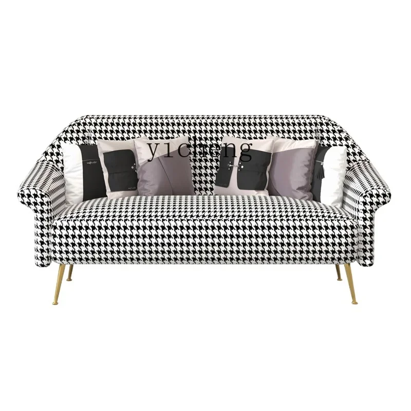 

TQH light luxury sofa chair fabric thousand bird grid sofa chair leisure living room sofa chair