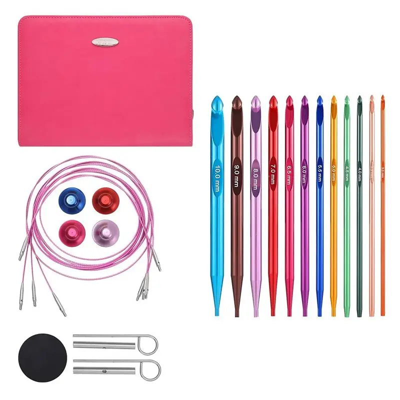 

Apr.Aluminum Interchangeable Crochet Hooks 3Mm-10Mm, 6-Inch Long Hooks Set With Cable-Tunisian Style Crochet Tools