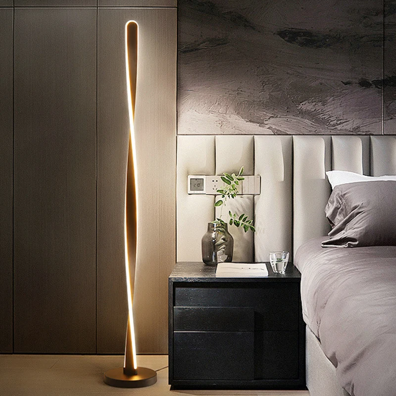 Imagem -02 - Remote Dimming Led Floor Lamp para Sala e Decoração do Quarto Alumínio Acrílico Forma Espiral Iluminação Interior Stand Moderno 2023