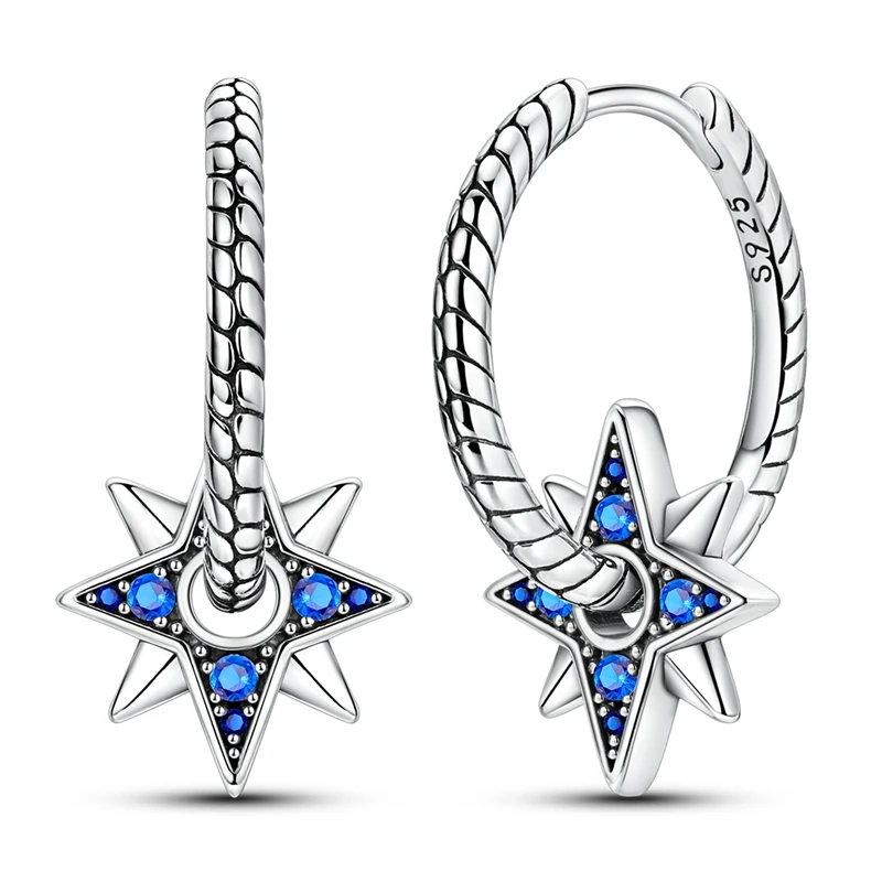 

925 Sterling Silver Earrings Women Sparkling Starburst Snake Bone Pattern Drop Earring For Anniversary Wedding Jewelry Gifts