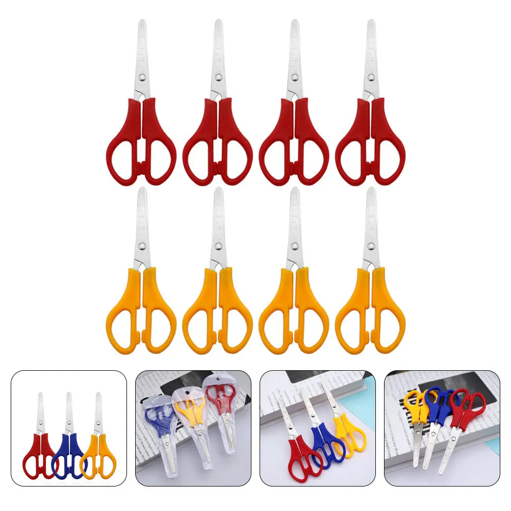

8Pcs Round Tip Craft Scissors Multi-Function DIY Scrapbook Art Portable Household Handwork Stainless Cutting Tools
