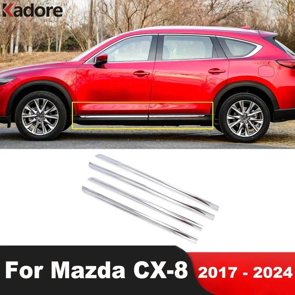 Side Door Body Trim For Mazda CX8 CX-8 2017 2018 2019 2020 2021 2022 2023 Chrome Car Door Line Panel Streamer Strip Accessories