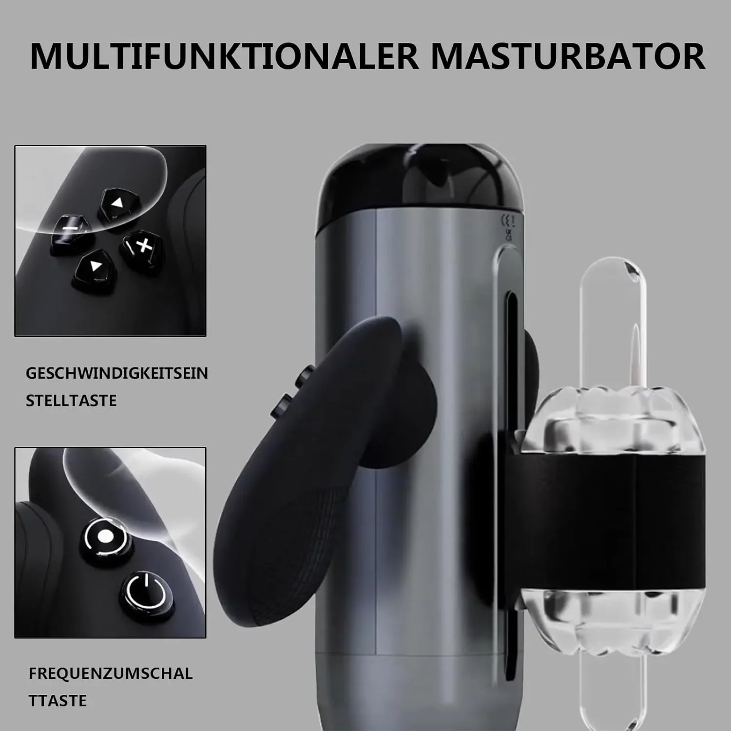 Neuankömmling Gun-Grey Handheld Mastur bator 10 Teleskop modi Telefon halter Design männliche Mastur bator Tasche Pussy Sexspielzeug für Männer