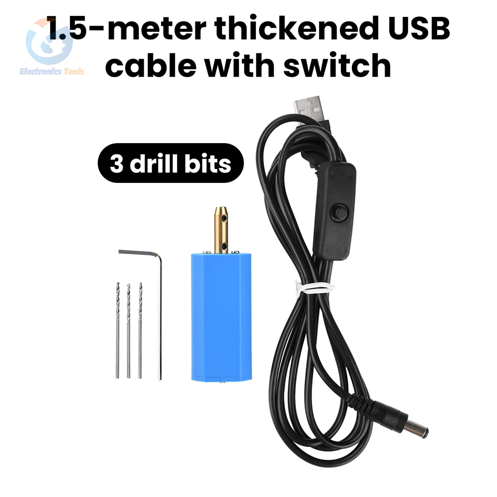 10000RPM USB Mini Electric Drill with 180 Motor for Wood Walnut Bamboo Plastic Metal Sheet DIY Electric Tools DC 5V