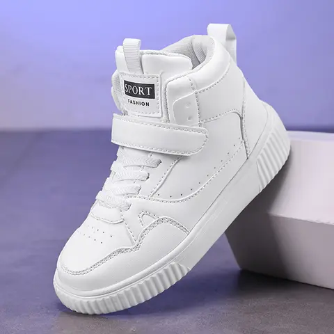 autunno ragazzi sneaker alte scarpe per bambini scarpe da basket in pelle di lusso bambini PU scarpe sportive da tennis per ragazzo taglia 28-39