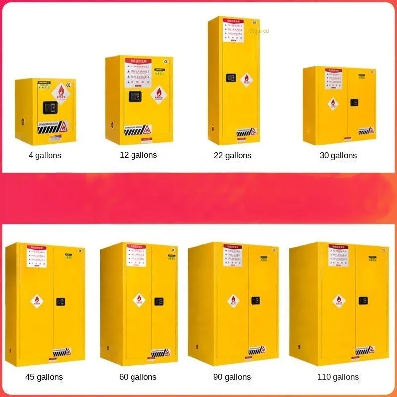خزانة تخزين حمض بقفل مختبر كيميائي أزرق مقاومة للحريق، غطاء أمان من الفولاذ بالكامل، خزانة تخزين سائلة