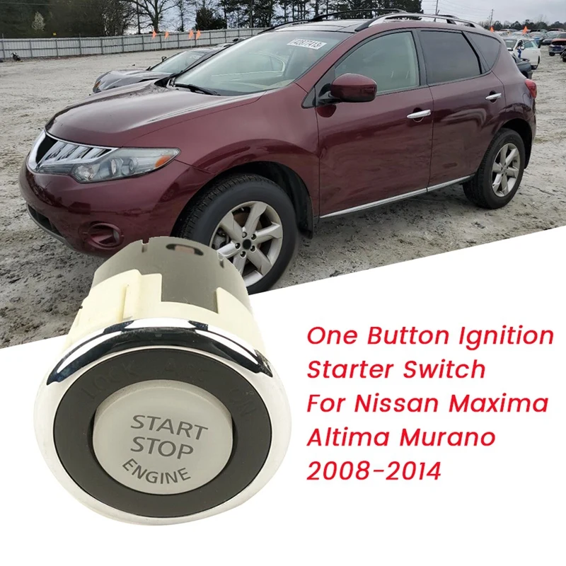 25150-1LB0A Samochodowy jednoprzyciskowy włącznik zapłonu do Nissan Maxima Altima Murano 2008-2014 Przycisk włącznika rozrusznika