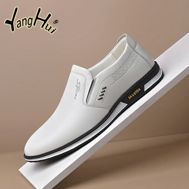 Men\'s Leather Casual Shoes Outdoor Breathable Business Oxfords 2023 New Fashion Summer Spring Zapatos Mujer Unisex