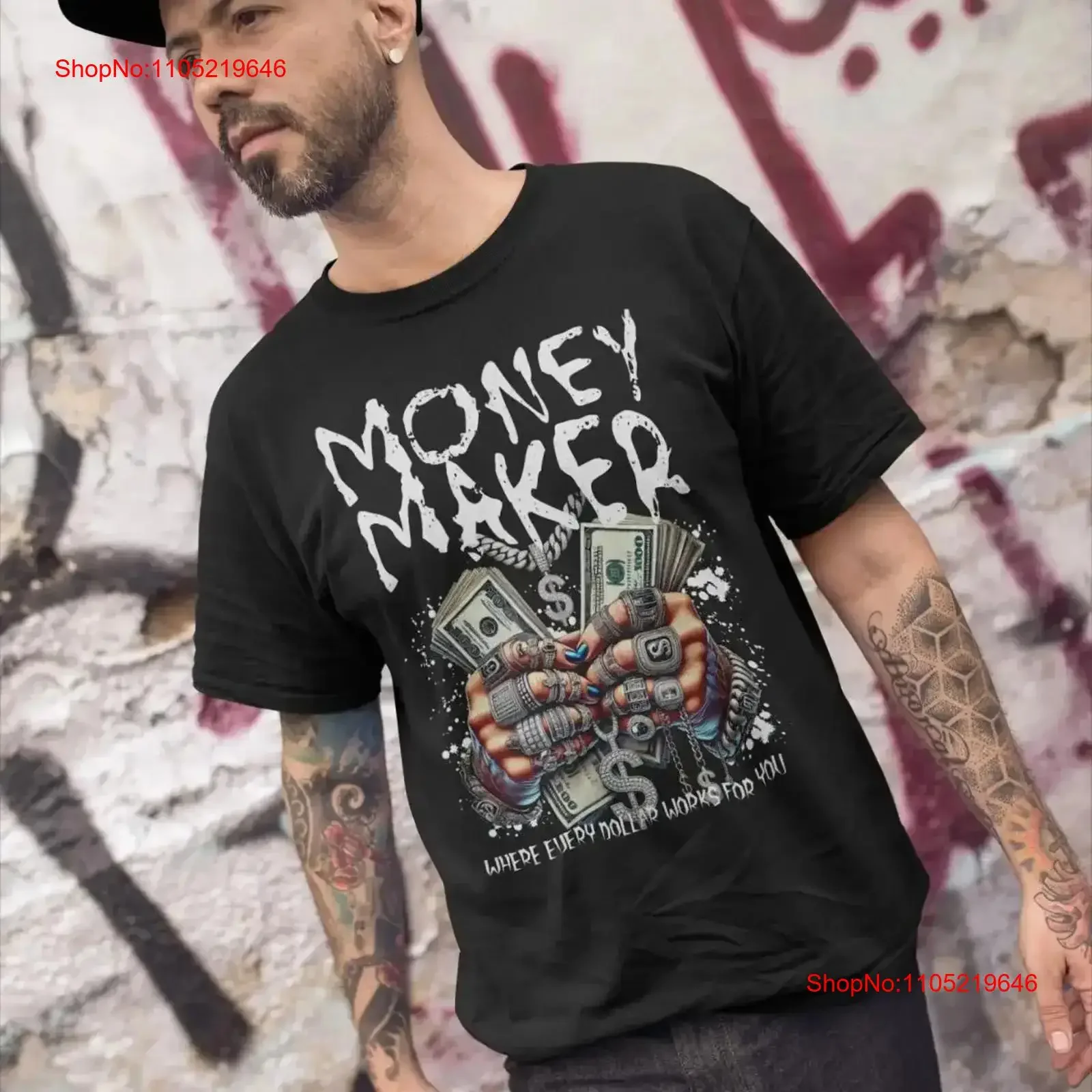 Money Maker Where Every Dollar Works For You Urban T Shirt vintage Washed Casual streetwear fashion Slightly Stretched vintage