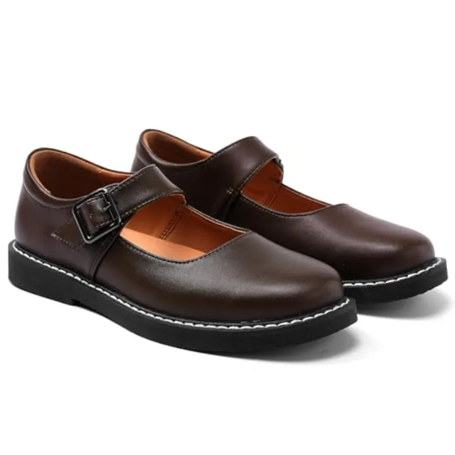 

Women's Mary Jane Oxford Shoes Leather Non-Slip Dress Vintage Buckle Design for Casual Formal Work Shoes Girls School Office Co