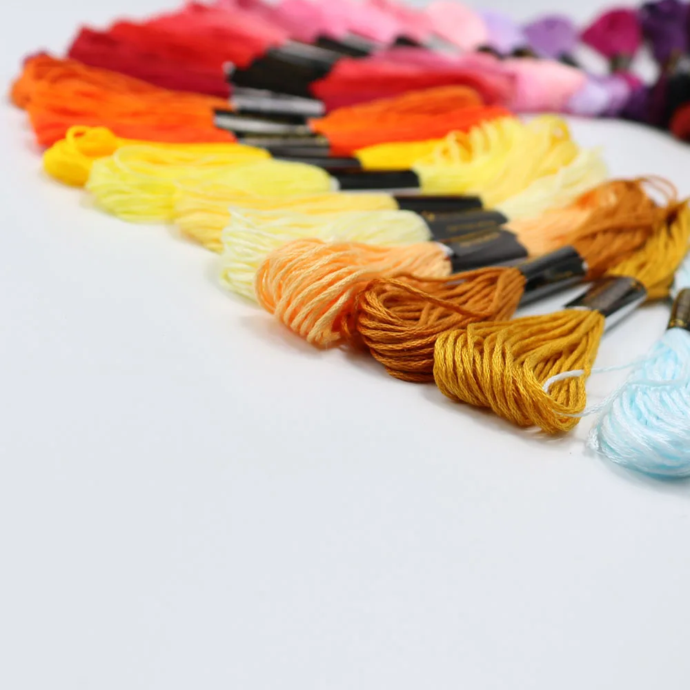 Fixed 50 color cross stitch thread. Terylene cotton embroidery thread. 8 meters per piece. Hand-made DIY embroidery wiring.