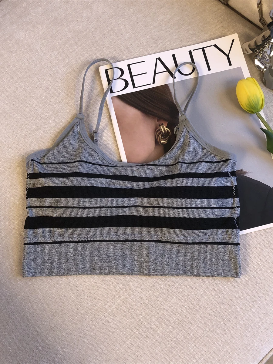 

Sli Slim Fit Stripe Tank Top Outerwear Summer Wearable Beautiful Ba Small Top Comfortable Pure Desire Vest