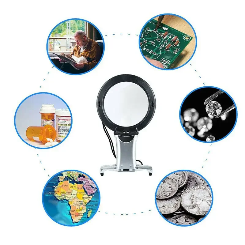 2.5X 5X عبر خياطة المكبر LED القراءة الخياطة والتطريز عدسة مكبرة مع حزام الرقبة