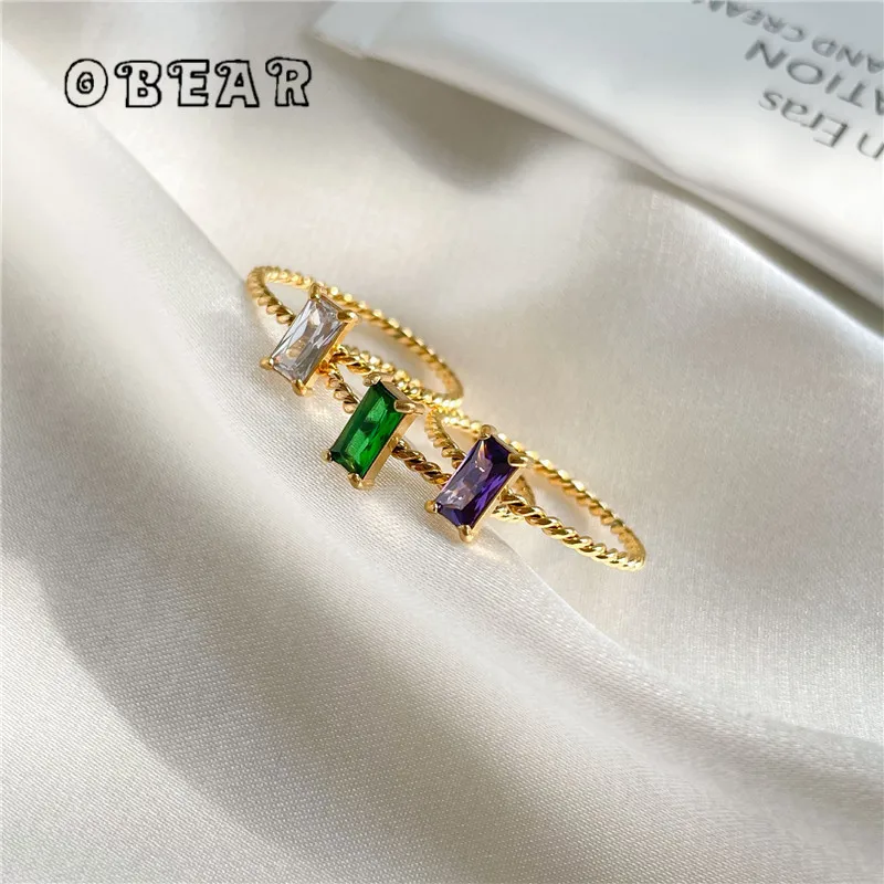 Einfache Vier Farbe Zirkon Twist Ring Frauen Edelstahl Vergoldet 18k Luxus Charme Anniversary Party Geschenk Schmuck