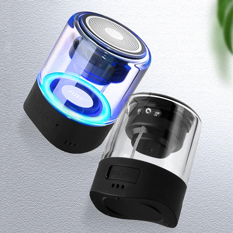 TWS dual one-on-one Bluetooth audio small speaker magnetic suction stereo transparent luminescence mini compact for calling