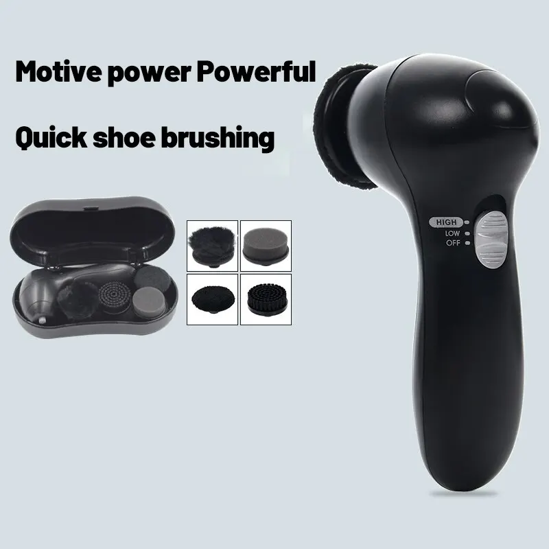 Black Hand Held Automatic Shoe Brush Battery Powered Electric Leather Care Kit Shoe Vacuum Cleaner Household Products