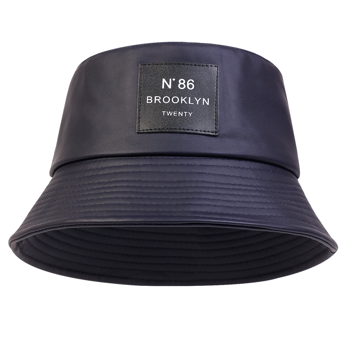 Unisex N86 Label Personality Pu Leather Bucket Hats Fishermen Caps
