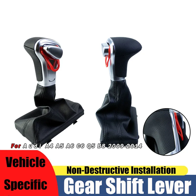 Suitable for Audi A4A6 automatic shift handball gear head dust cover integrated black line leather gear head accessories