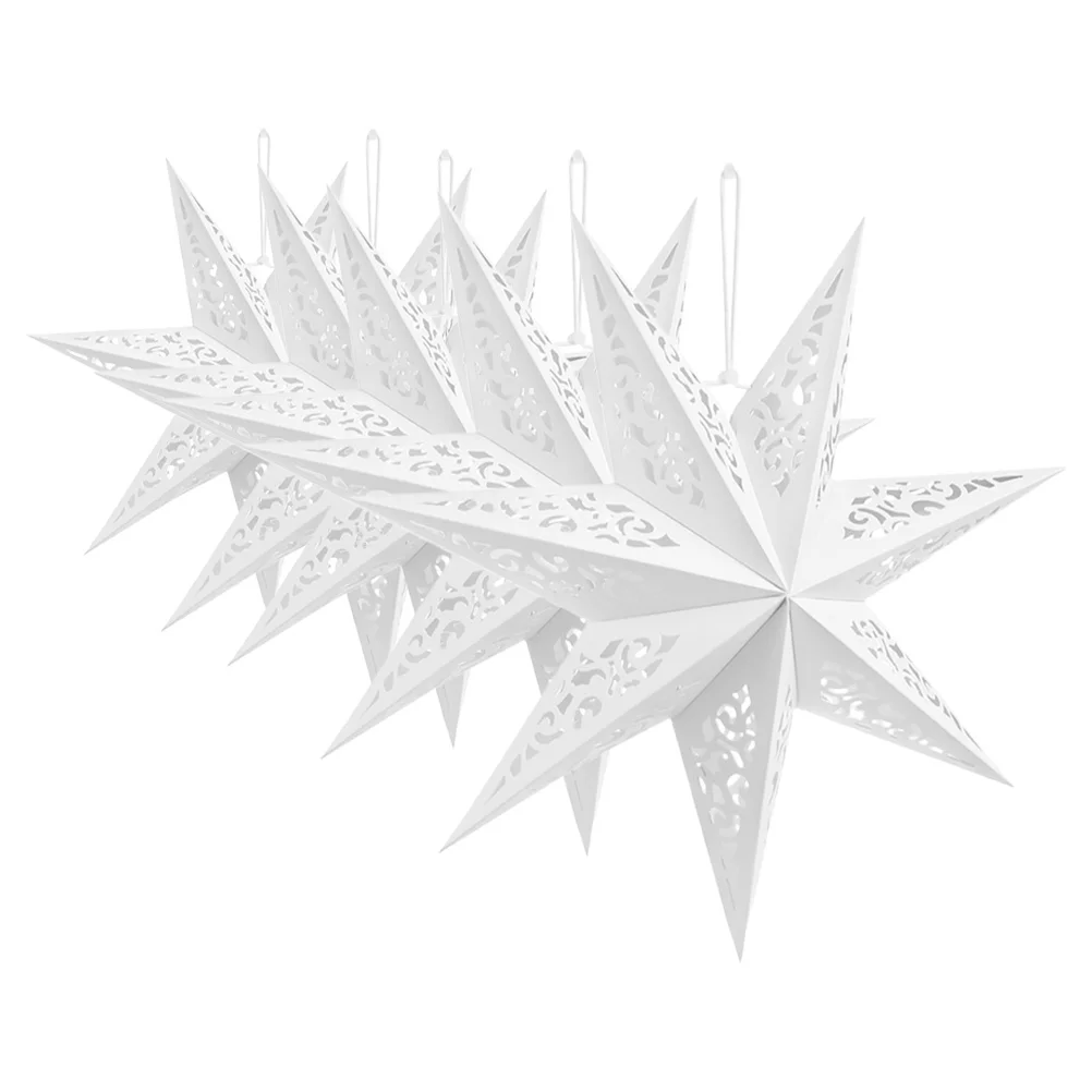 

5Pcs Paper Star Lantern Christmas Hanging Star Lampshades for Wedding Holiday Party Window Display Decoration Paper Lights
