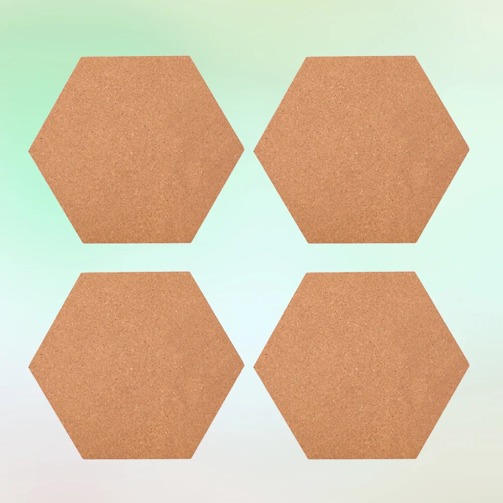 4 قطعة لوحات الفلين السداسية البني ذاتية اللصق جدار خلفية رسالة لوحات للمنزل مكتب عرض الصور لوحة الفلين مسدس #5