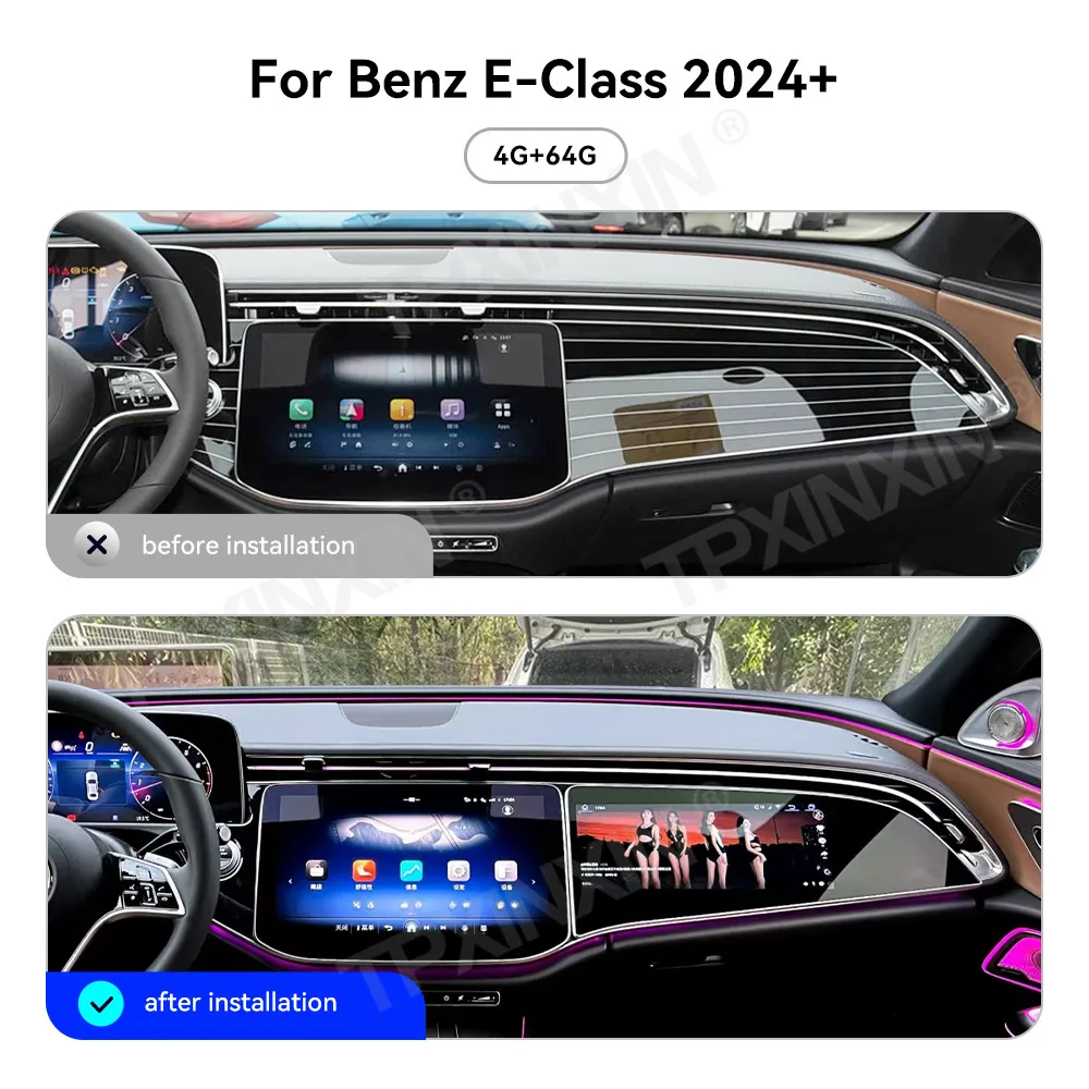 12.3“ Car Co-pilot Entertainment Screen Car Radio For Benz E-Class 2024+ LHD RHD Wireless CarPlay Android Auto BT5.0 Qualcomm