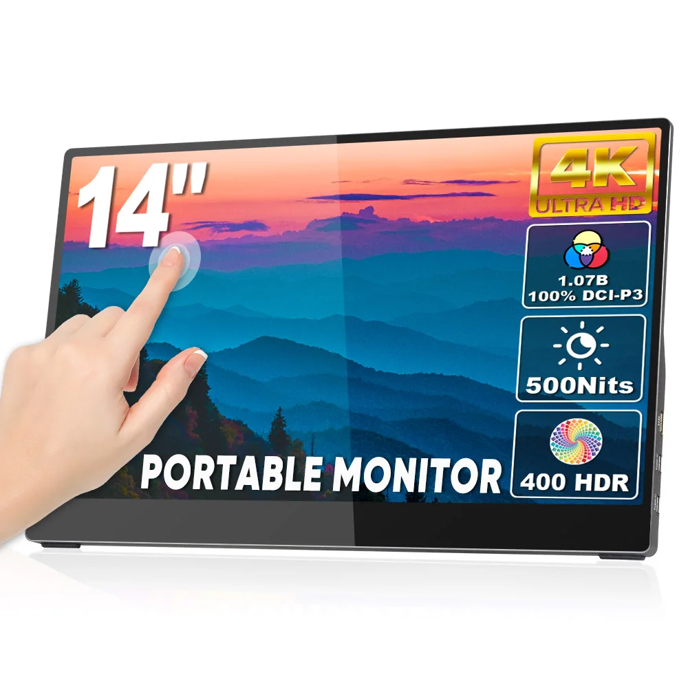 

Персонализированные товары SIBOLAN, 14-дюймовый портативный HD светодиодный монитор 4K, 10-точечный сенсорный экран, подключение панели IPS для деловых игр