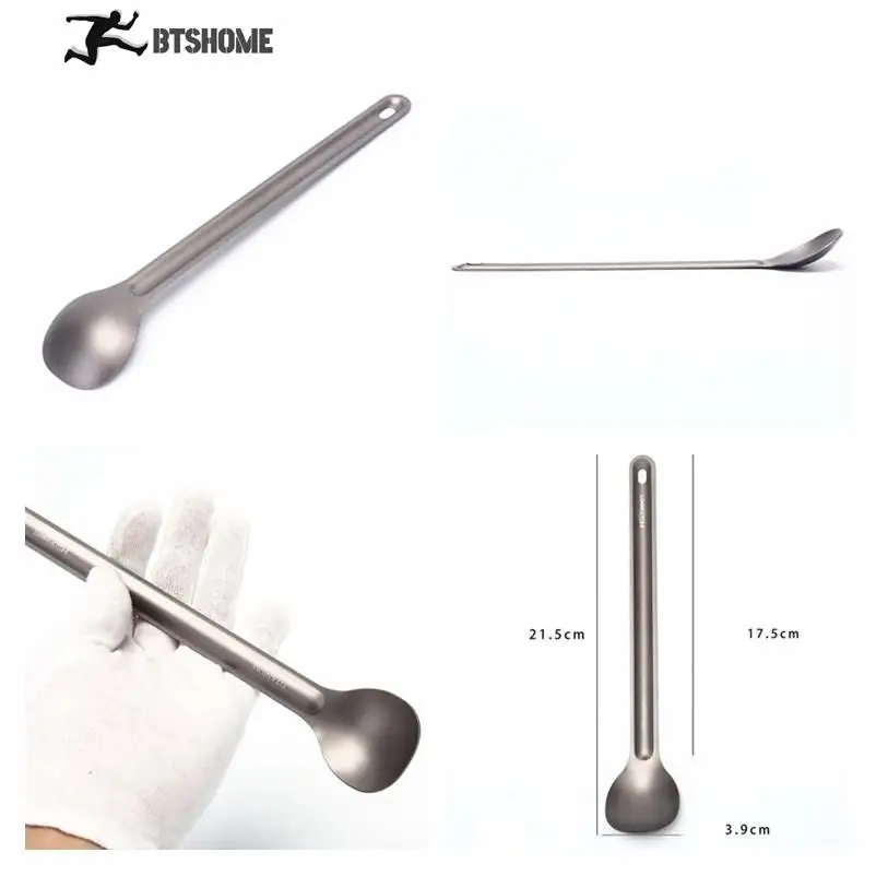 New Long-handled Titanium SpoonTitanium Spoon Camping Spoon Outdoor Tableware