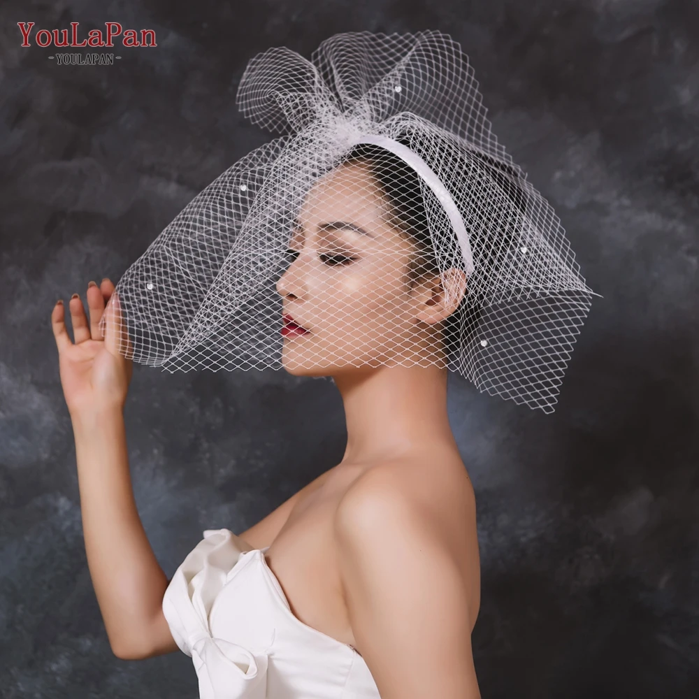 YouLaPan VA13 Wedding Birdcage Veil White Black Mini Veils Bachelorette Party Accessories for Wedding Brides Party Hair