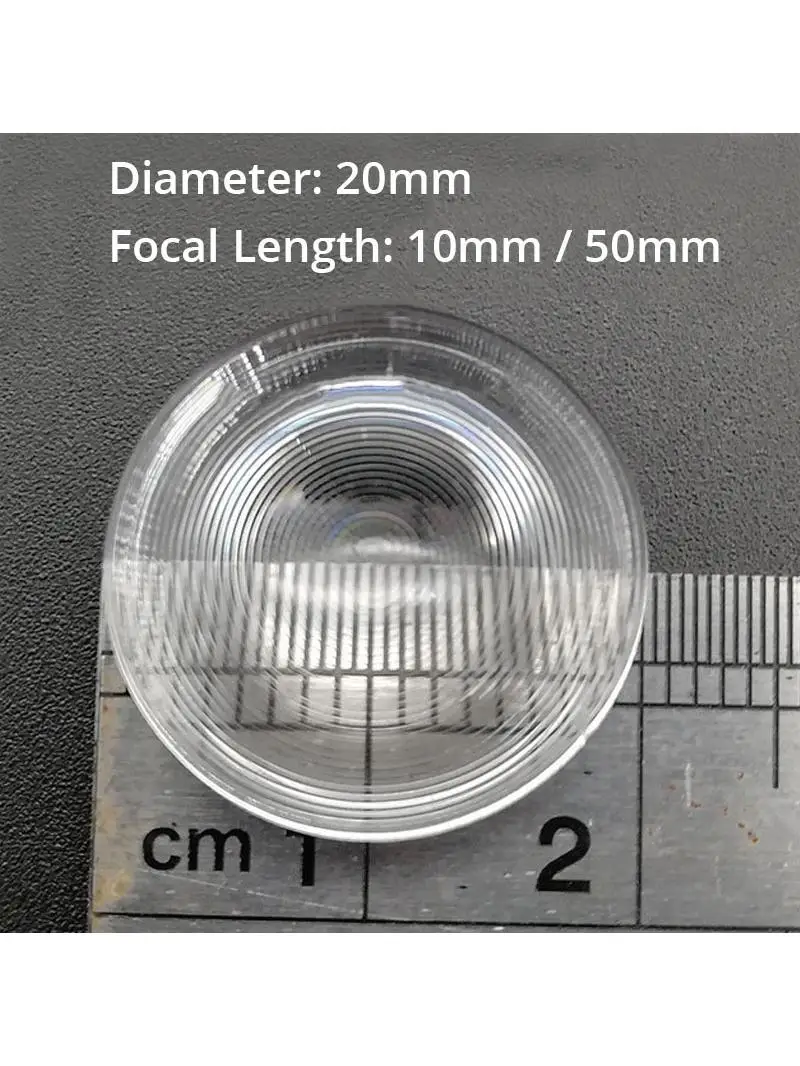 2 SZT. 20mm Mini Okrągła Soczewka Fresnela Optyczna PMMA Soczewka Skoncentrująca Słoneczna Ogniskowa 10mm 50mm Soczewka LED — zdjęcie 2