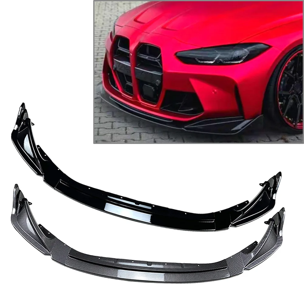 Car Front Bumper Lip Spoiler Splitter Body Kit For BMW M3 M4 G80 G82 2021 2022 2023