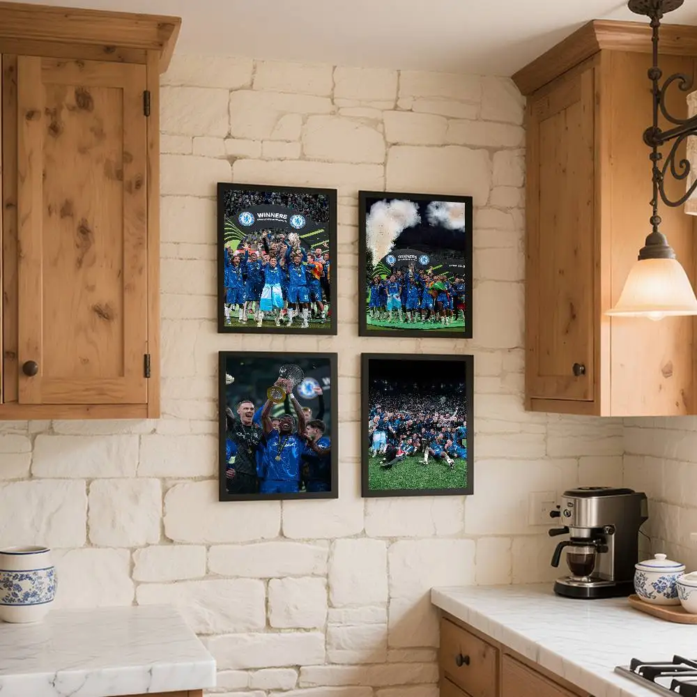 نادي تشيلسي لكرة القدم يفوز بعنوان ملصق فني ذاتي اللصق مقاوم للماء ملصق ورقي لديكور جدران غرفة المقهى #2